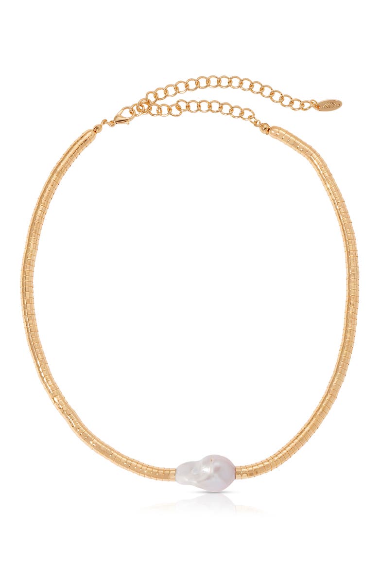 Cultured Freshwater Pearl Choker Necklace, Main, color, GOLD