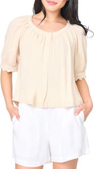 GIBSONLOOK Lily Scallop Sleeve Button-Up Top