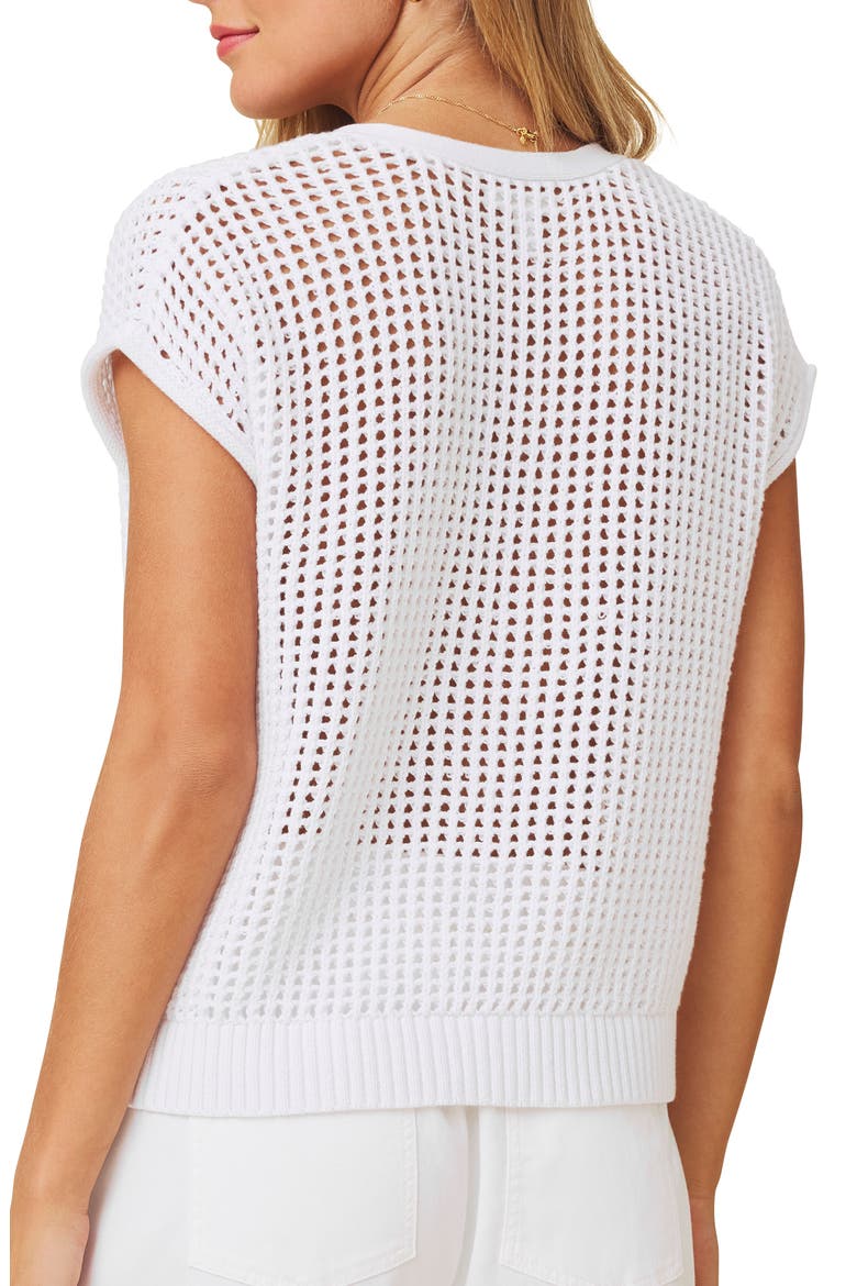 Simona Tie Front Short Sleeve Cardigan, Alternate, color, WHITE