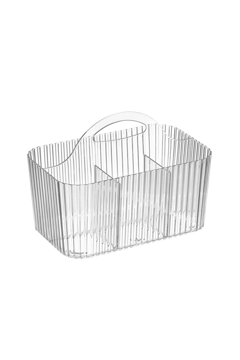 Plastic Shower Caddy Storage Organizer Basket with Handle, Main, color, Clear/Clear