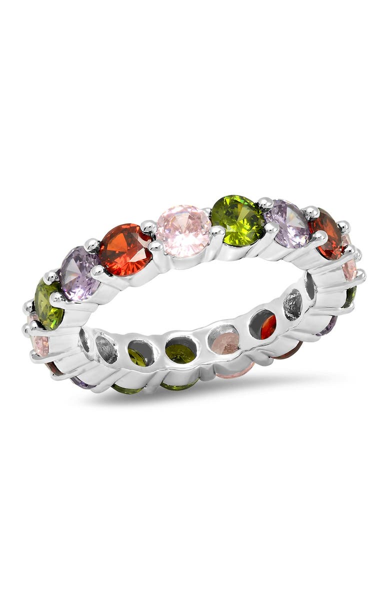 HMY JEWELRY 18K White Gold Plated Eternity Ring, Alternate, color, 