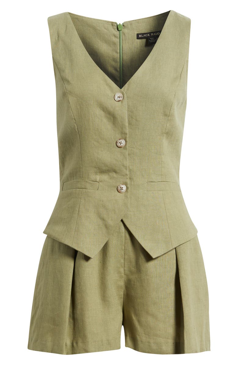 Black Halo Matias Linen Romper, Main, color, 