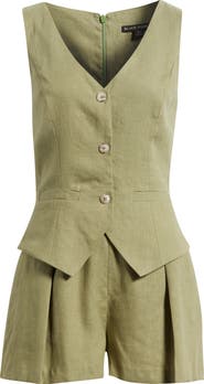 Black Halo Matias Linen Romper