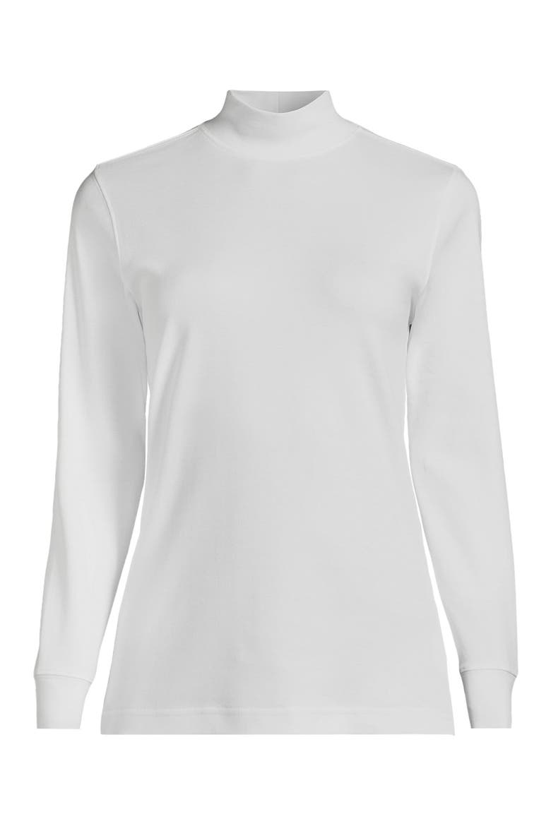 Relaxed Cotton Long Sleeve Mock Turtleneck, Alternate, color, White