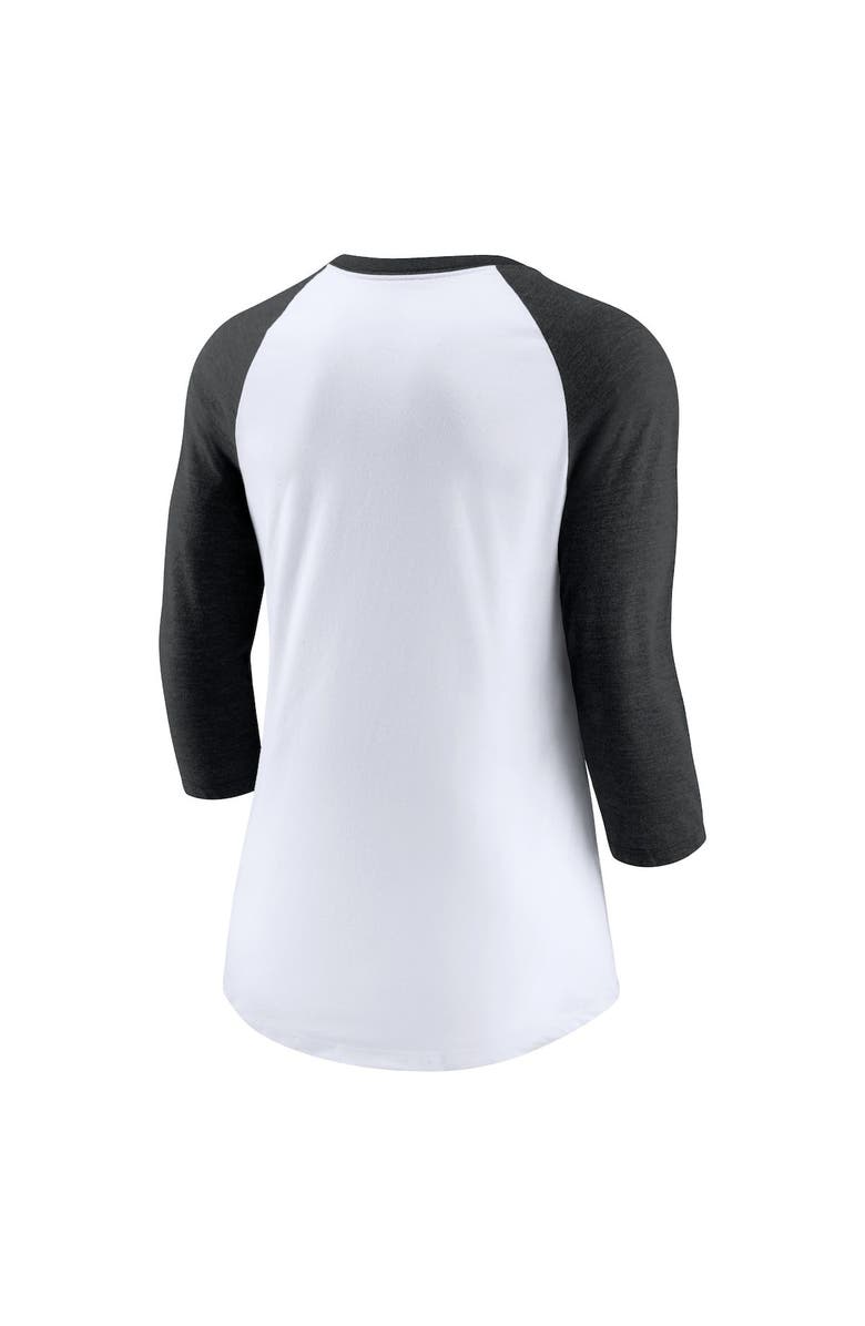 Nike Women's Nike White/Black Chicago White Sox Next Up Tri-Blend Raglan 3/4-Sleeve T-Shirt, Alternate, color, White