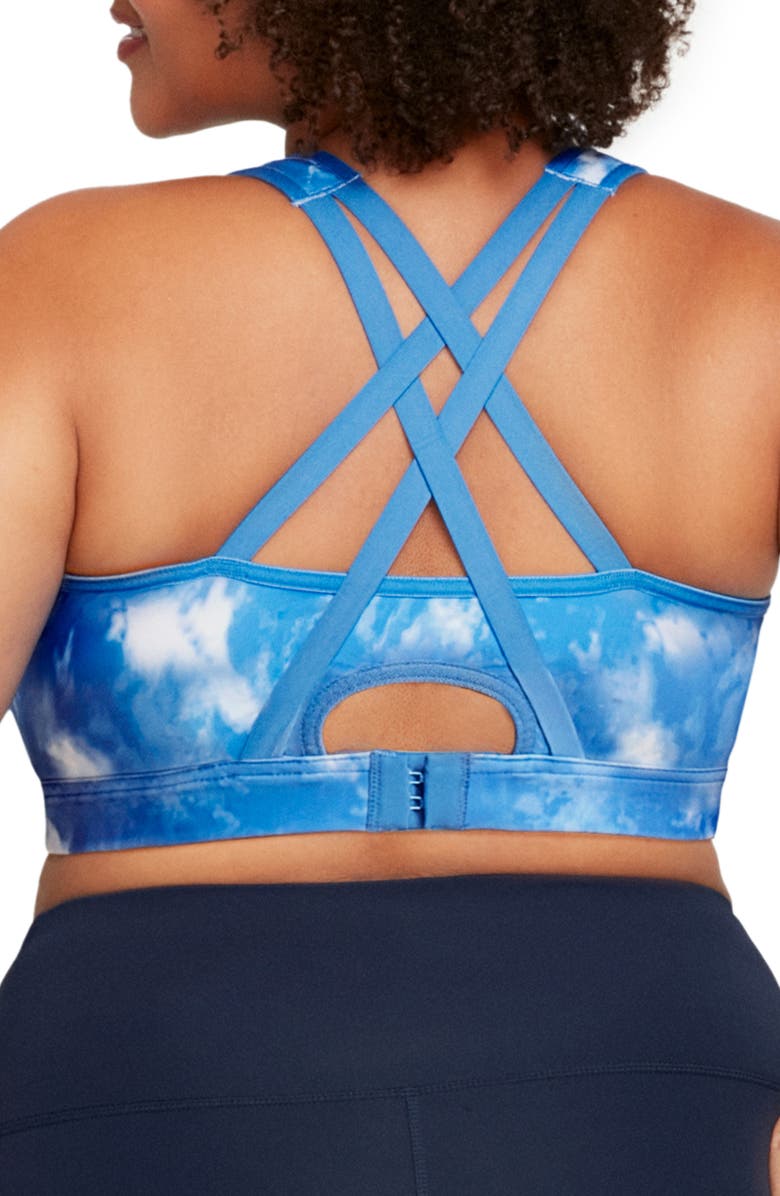Glamorise Full Figure Zip-Up Sports Bra, Alternate, color, Blue Tie-Dye