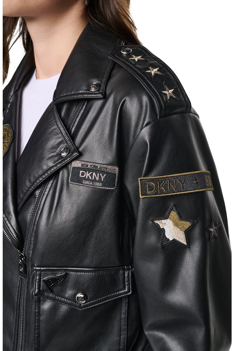 Pins & Patches Faux Leather Jacket, Alternate, color, BLACK