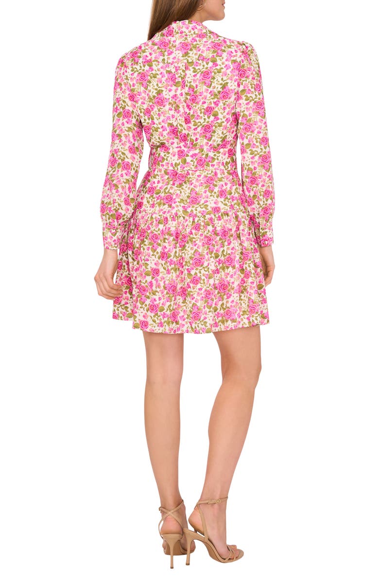 CeCe Floral Long Sleeve Belted Shirtdress, Alternate, color, Floret Pink