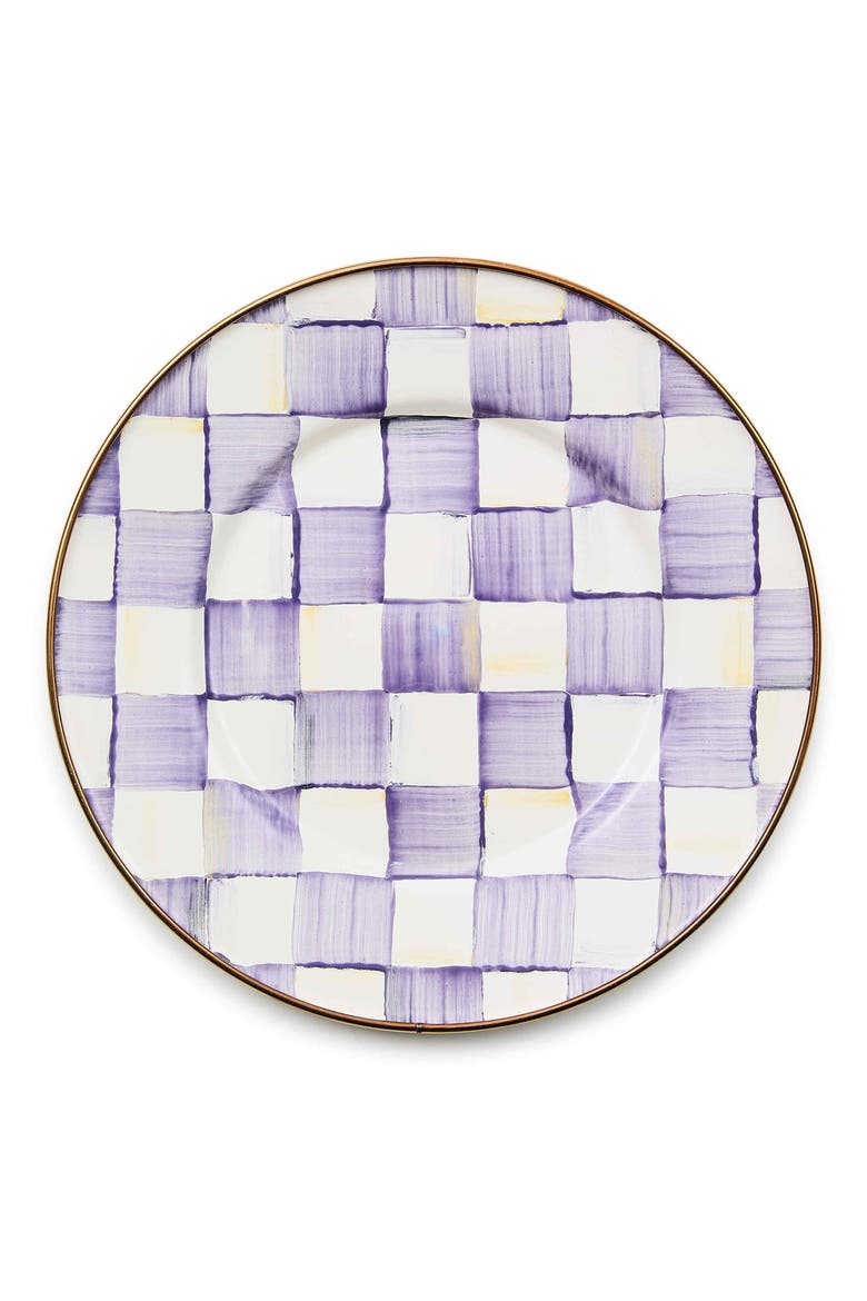 Violet Check Salad/Dessert Plate, Alternate, color, VIOLET