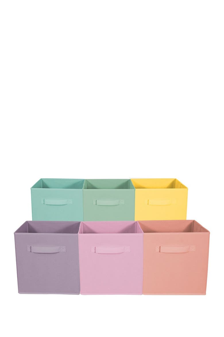 Foldable Storage Cube Basket Bin - Set of 6 - Multi, Main, color, LIGHT PASTELS