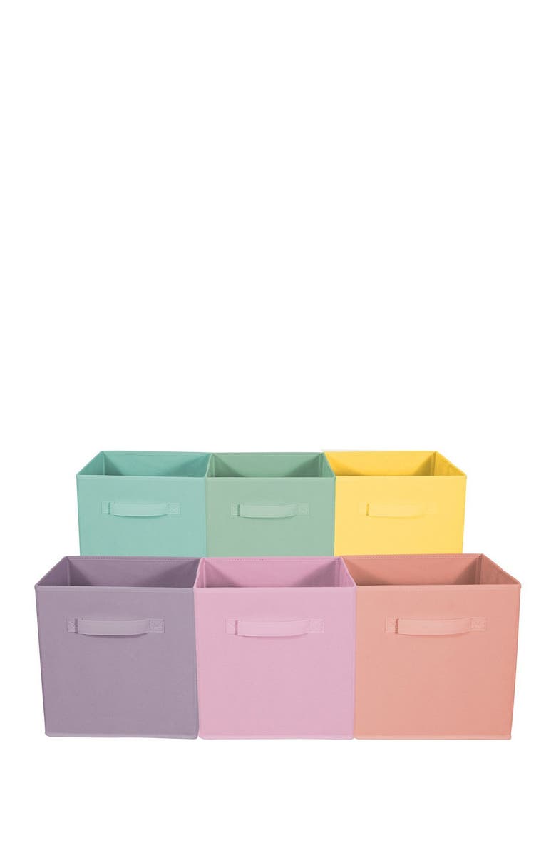 SORBUS Foldable Storage Cube Basket Bin - Set of 6 - Multi, Main, color, Light Pastels