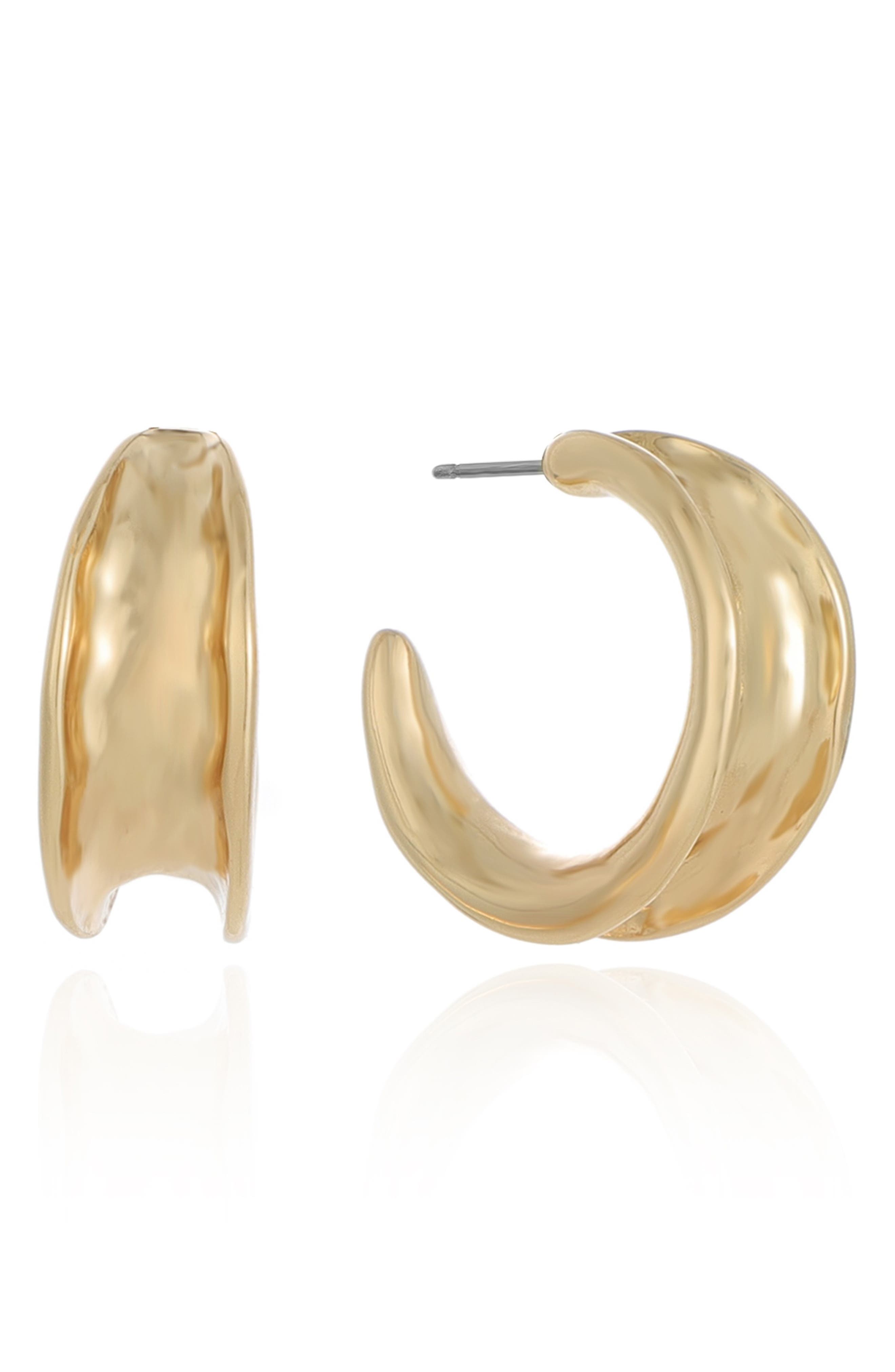 Ettika Hammered Huggie Hoop Earrings