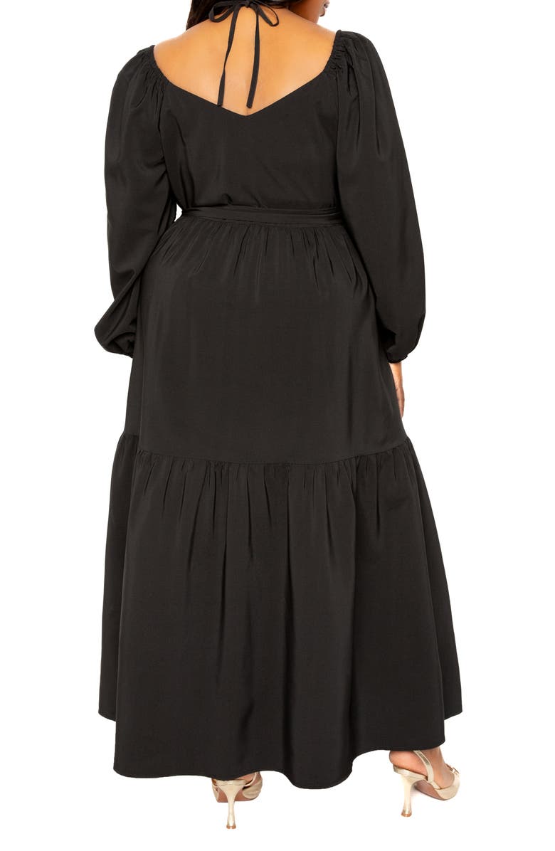 BUXOM COUTURE O-Ring Long Sleeve Tiered Maxi Dress, Alternate, color, 