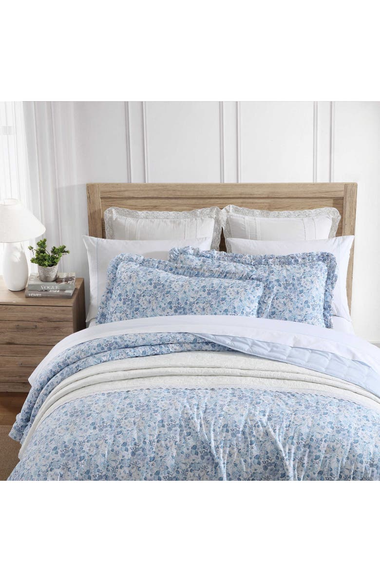 Laura Ashley Quartet Quilt & Sham 3-Piece Set, Alternate, color, Cashmere Blue