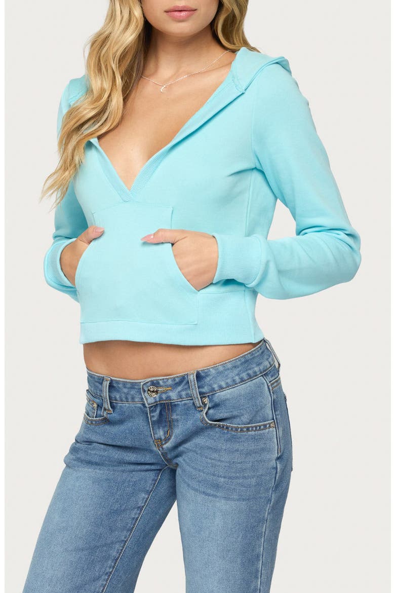 Ilisa Hooded Long Sleeve Top, Alternate, color, AQUA