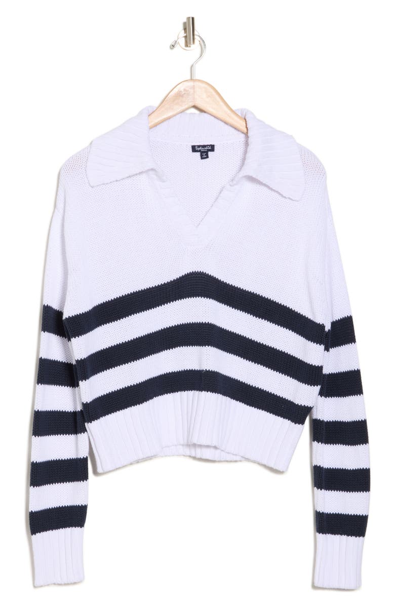 Splendid Stripe Cotton Polo Sweater, Alternate, color, Navy Stripe