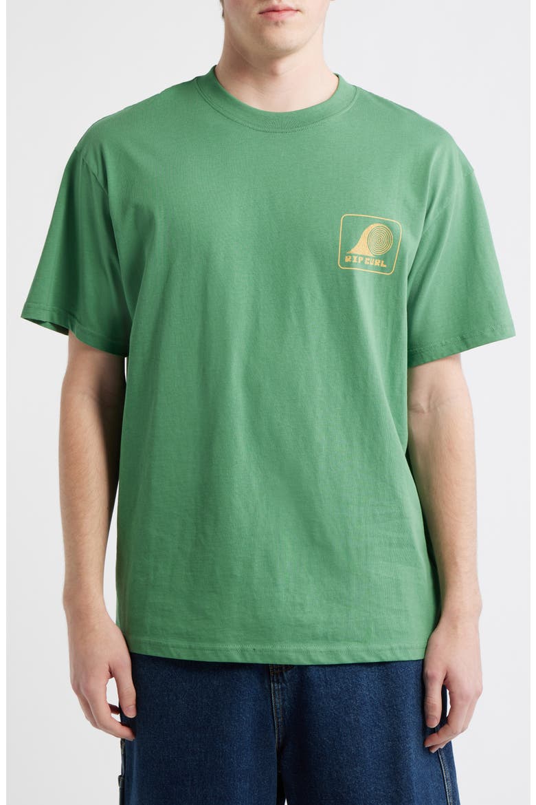 Rolling Wave Cotton Jersey Graphic T-Shirt, Main, color, LEAF GREEN