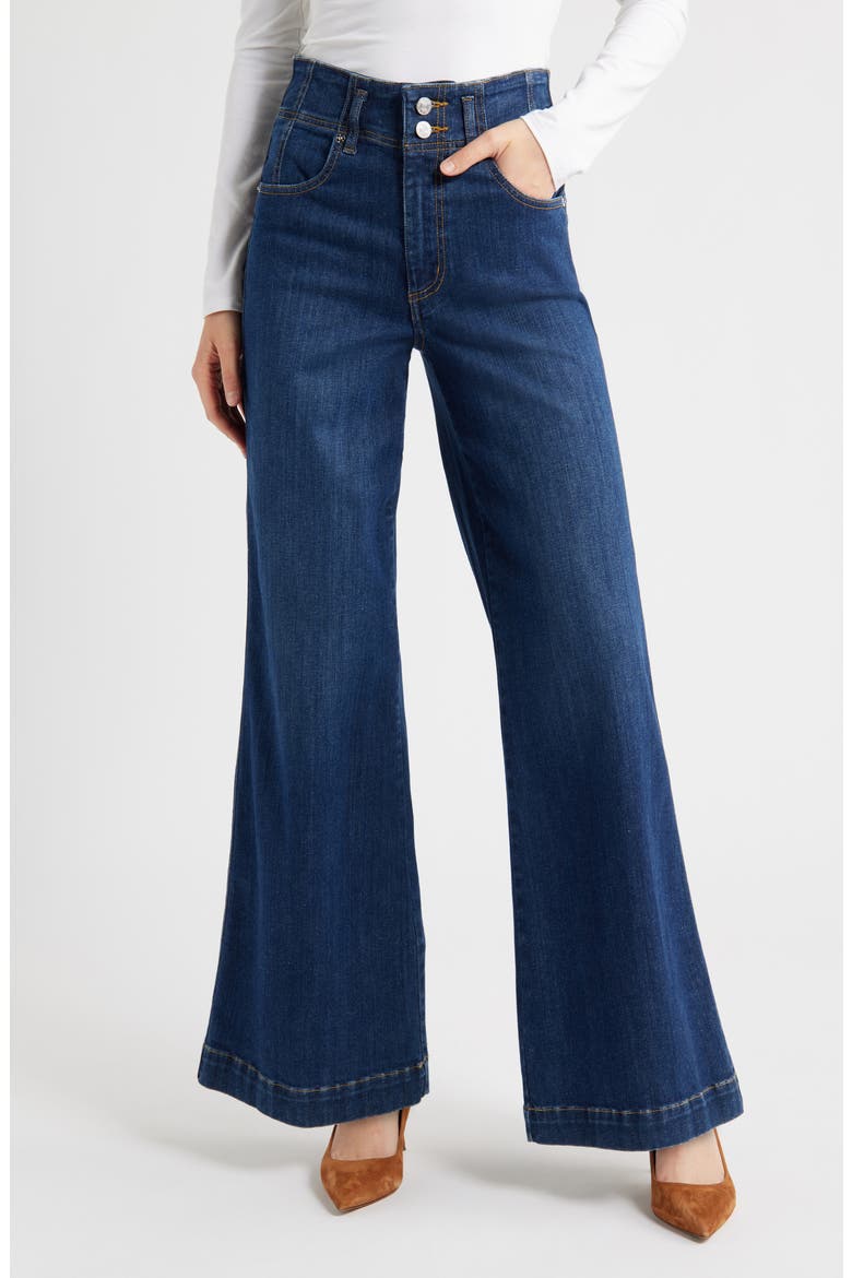 The Seamed High Waist Wide Leg Trouser Jeans, Main, color, HAUNTED