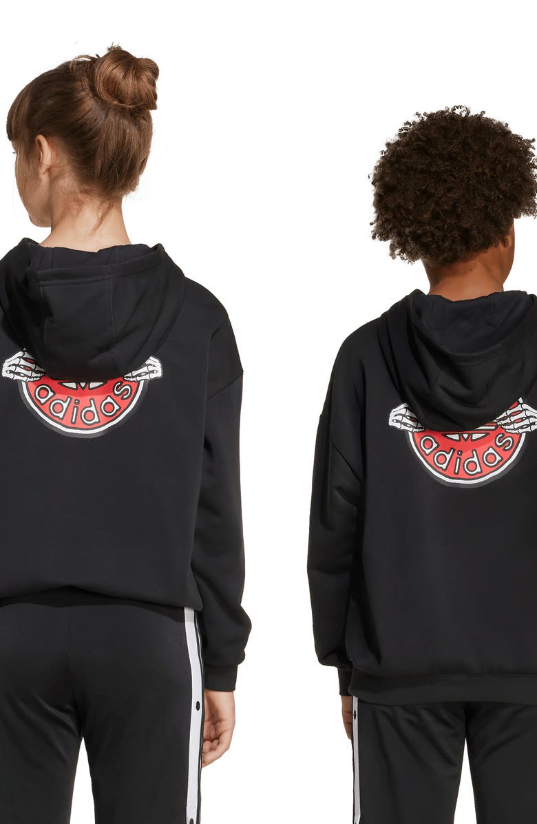 adidas Kids' Skeleton Logo Hoodie, Alternate, color, Black
