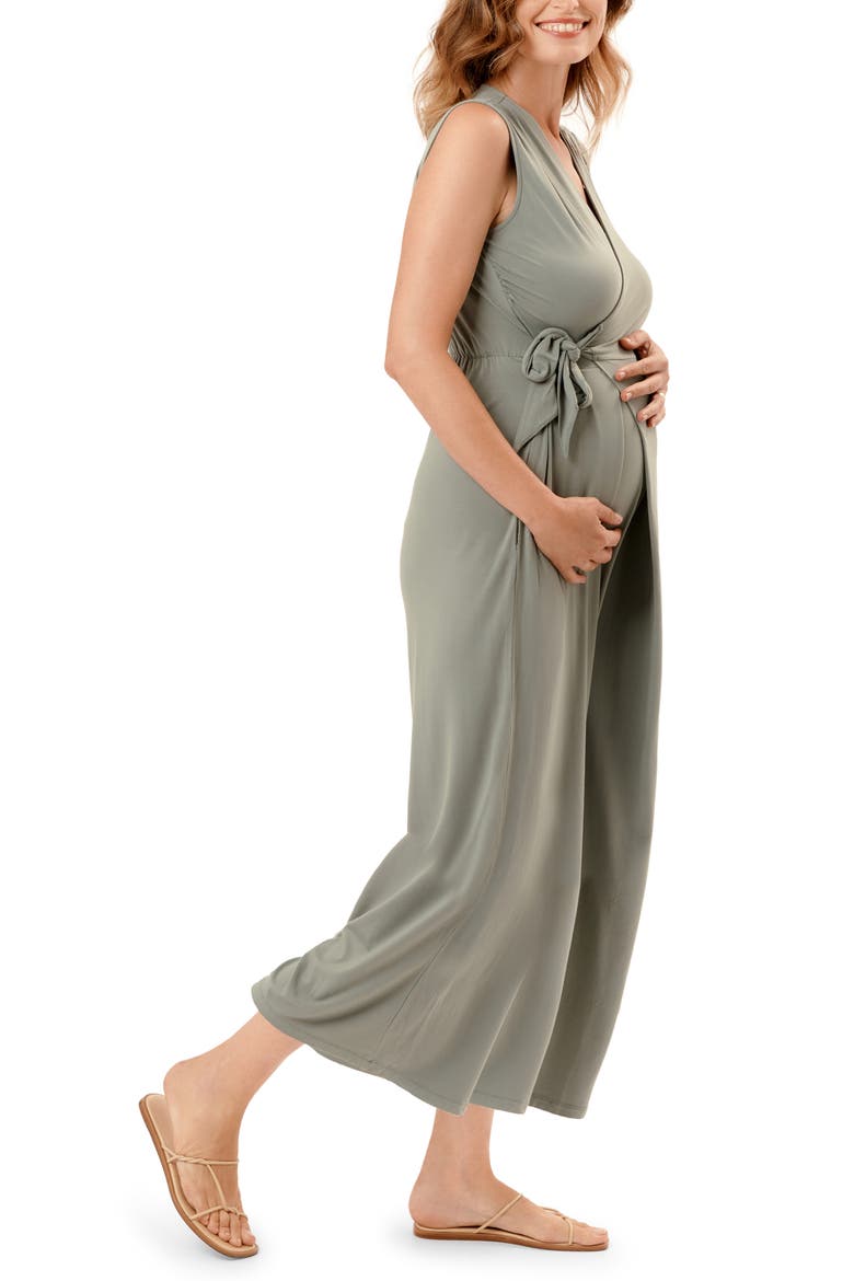 Francesca Wide Leg Maternity/Nursing Jumpsuit, Alternate, color, SOFT SAGE
