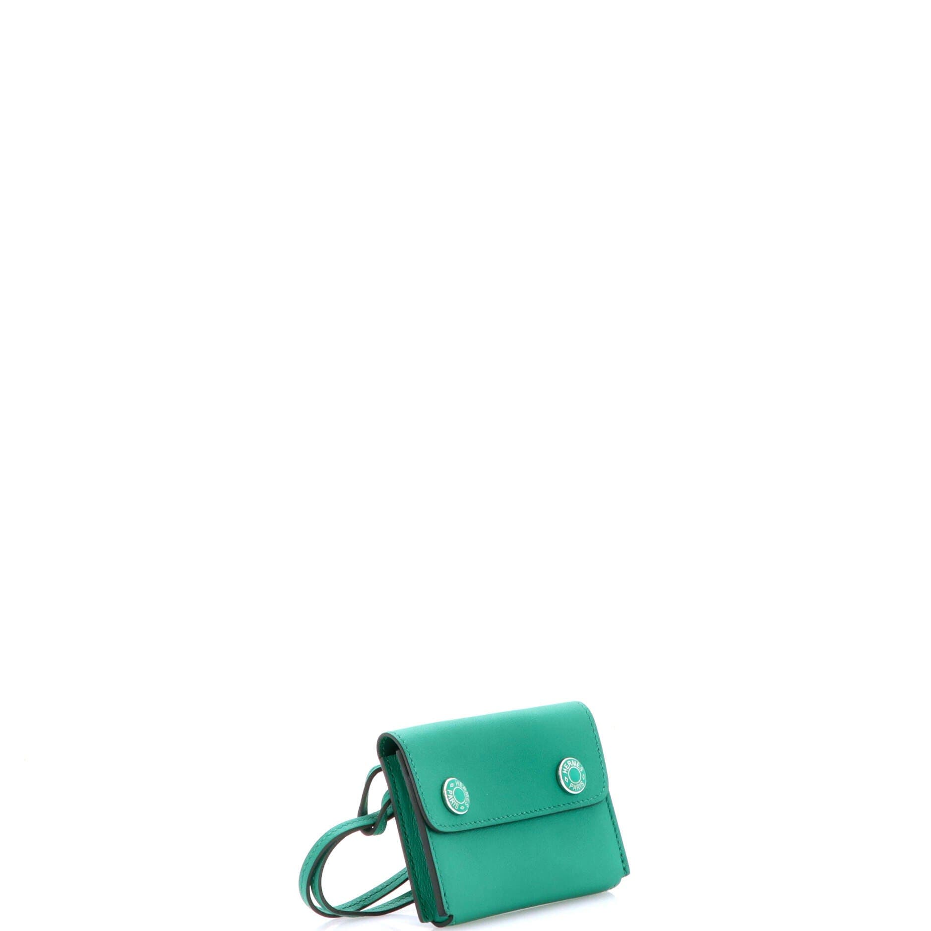 Pre-Owned Hermes Hermesnap Card Holder Swift, Alternate, color, Vert Vertigo