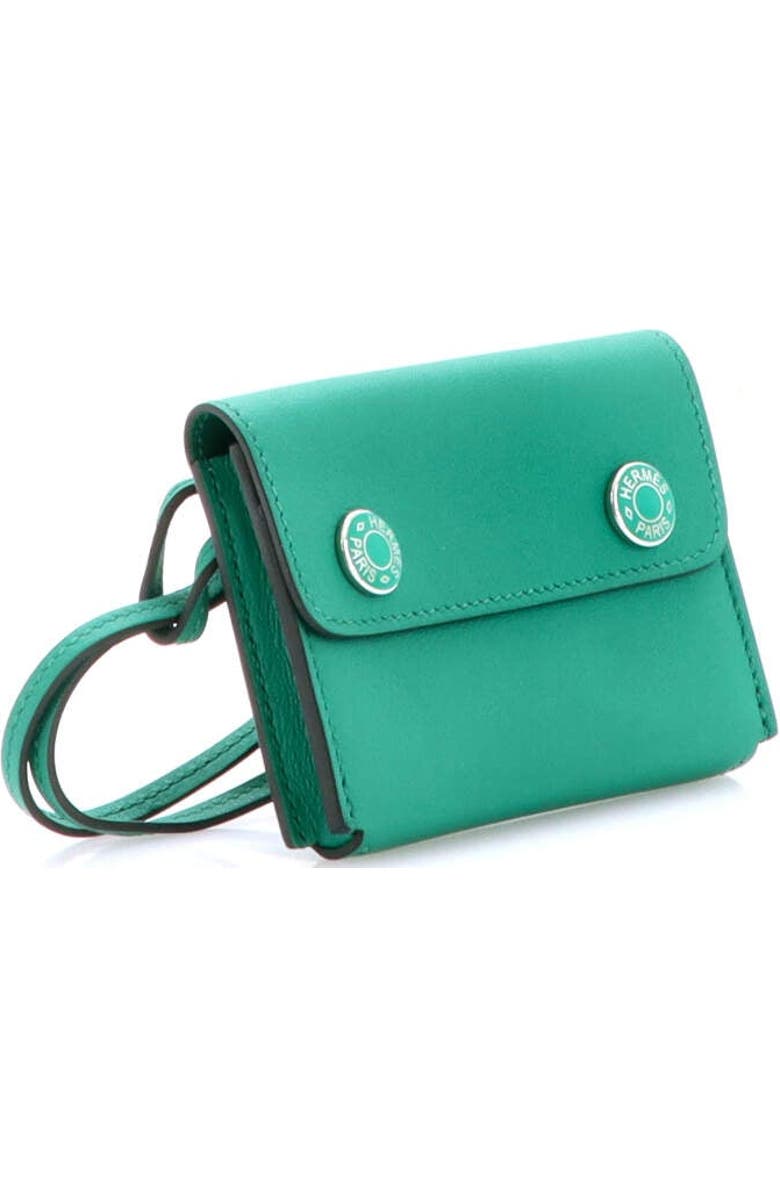 Pre-Owned Hermes Hermesnap Card Holder Swift, Alternate, color, Vert Vertigo