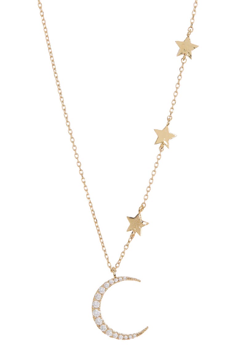 Statement CZ Moon & Stars Necklace, Main, color, GOLD PLATED