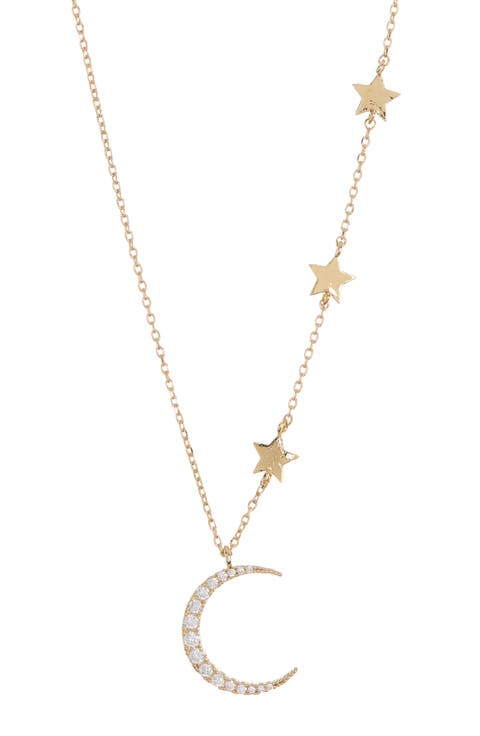 Statement CZ Moon & Stars Necklace