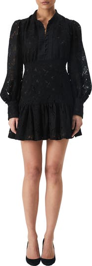 chinese dress ladies Bardot Remy Lace Mini Dress in Blue – TrenLend main image 1