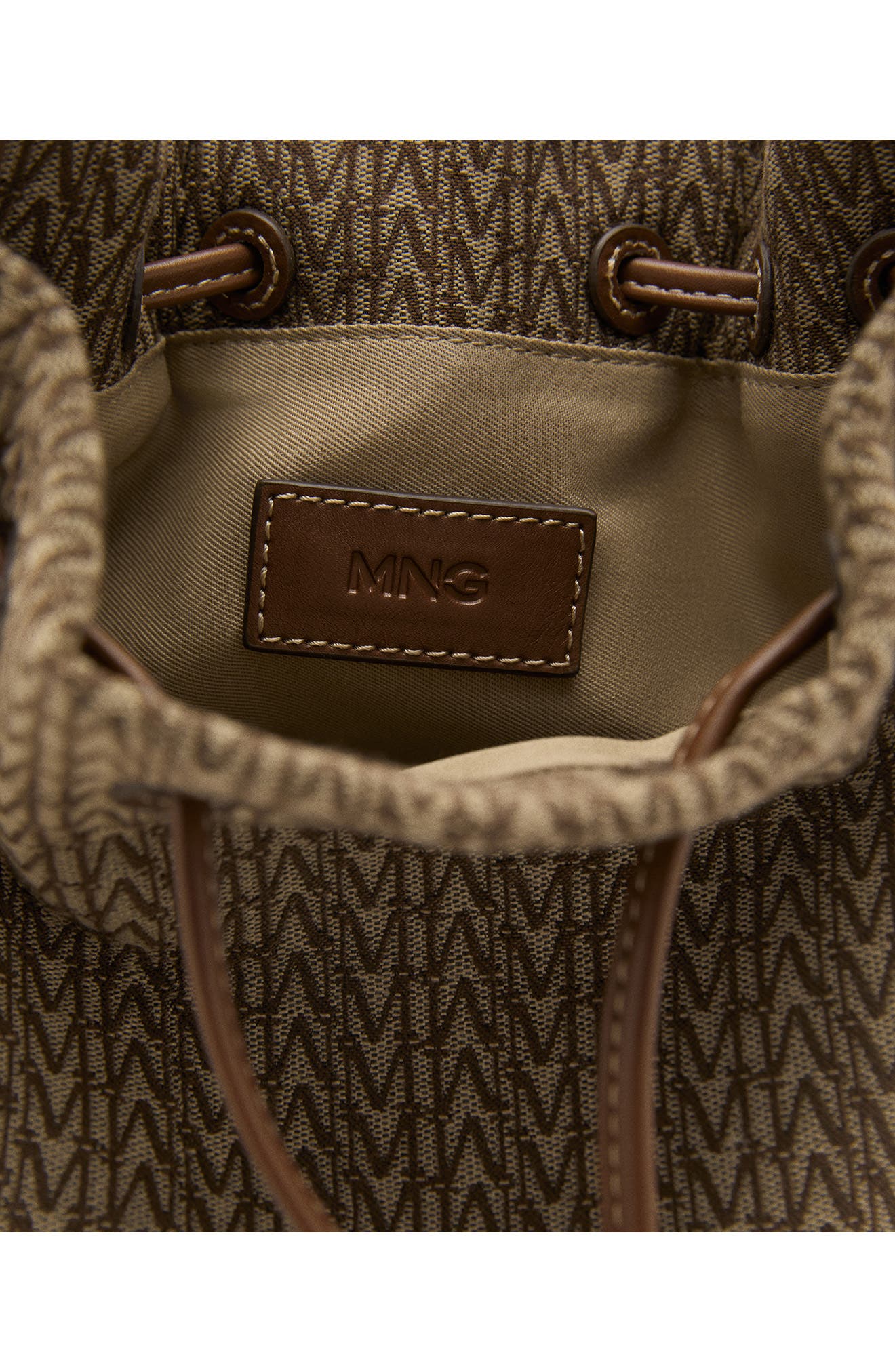 MANGO Small Logo Jacquard Bucket Bag, Alternate, color, 