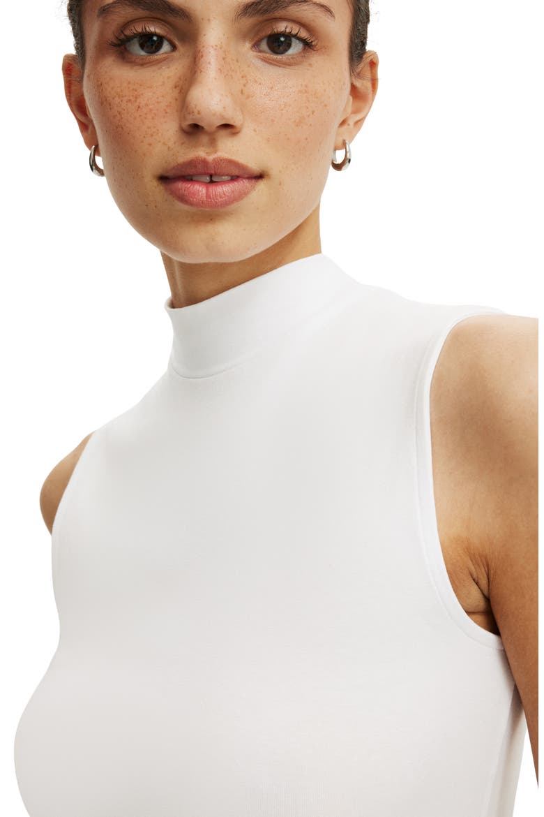 Women's Mock Neck Tank, Alternate, color, White