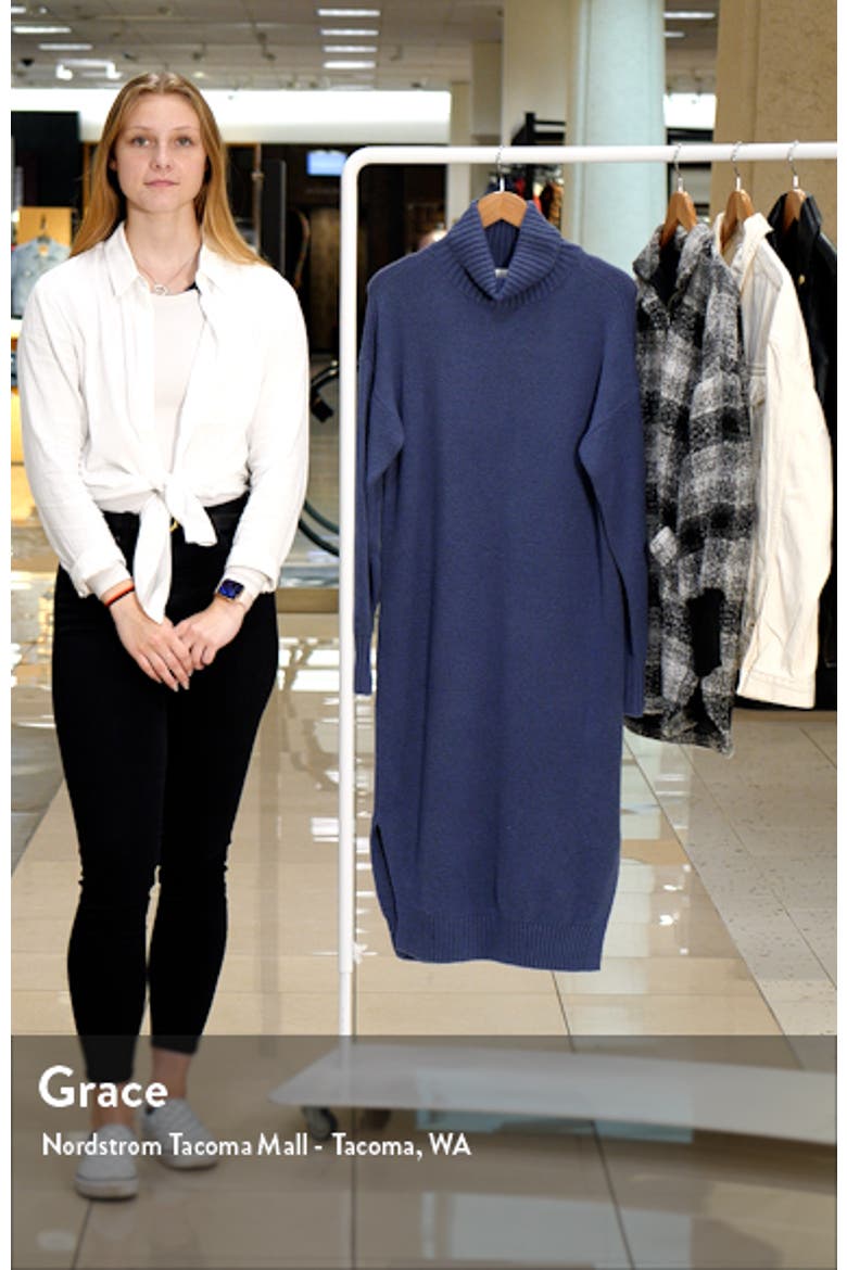 Long Sleeve Turtleneck Cotton & Wool Blend Sweater Dress video