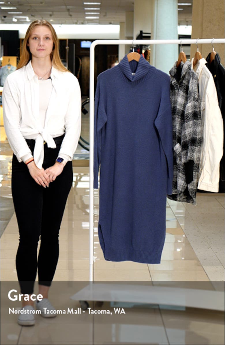 Long Sleeve Turtleneck Cotton & Wool Blend Sweater Dress, sales video thumbnail