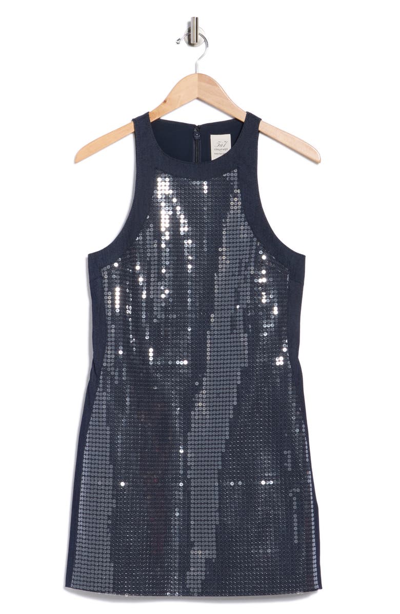 Cinq à Sept Skyla Sleeveless Sequin Dress, Alternate, color, Indigo/ Clear