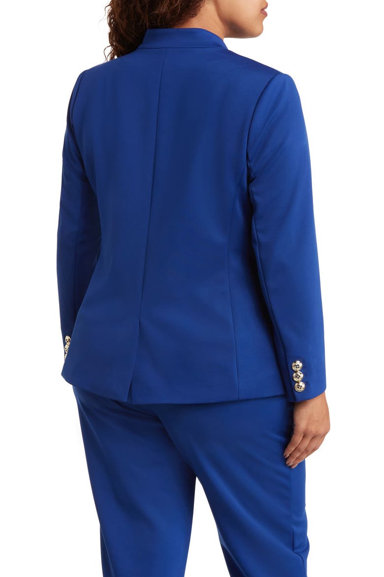 Faux Double Breasted Ponte Blazer, Alternate, color, COBALT