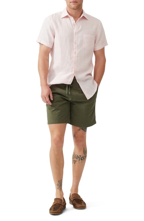 Rodd & Gunn Palm Beach Sports Fit Short Sleeve Linen Button-up Shirt In Pink
