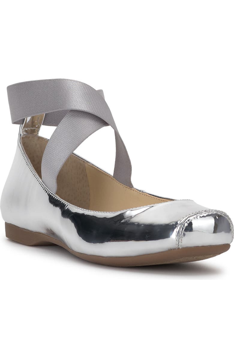 Jessica Simpson 'Mandalaye' Leather Flat, Main, color, Silver