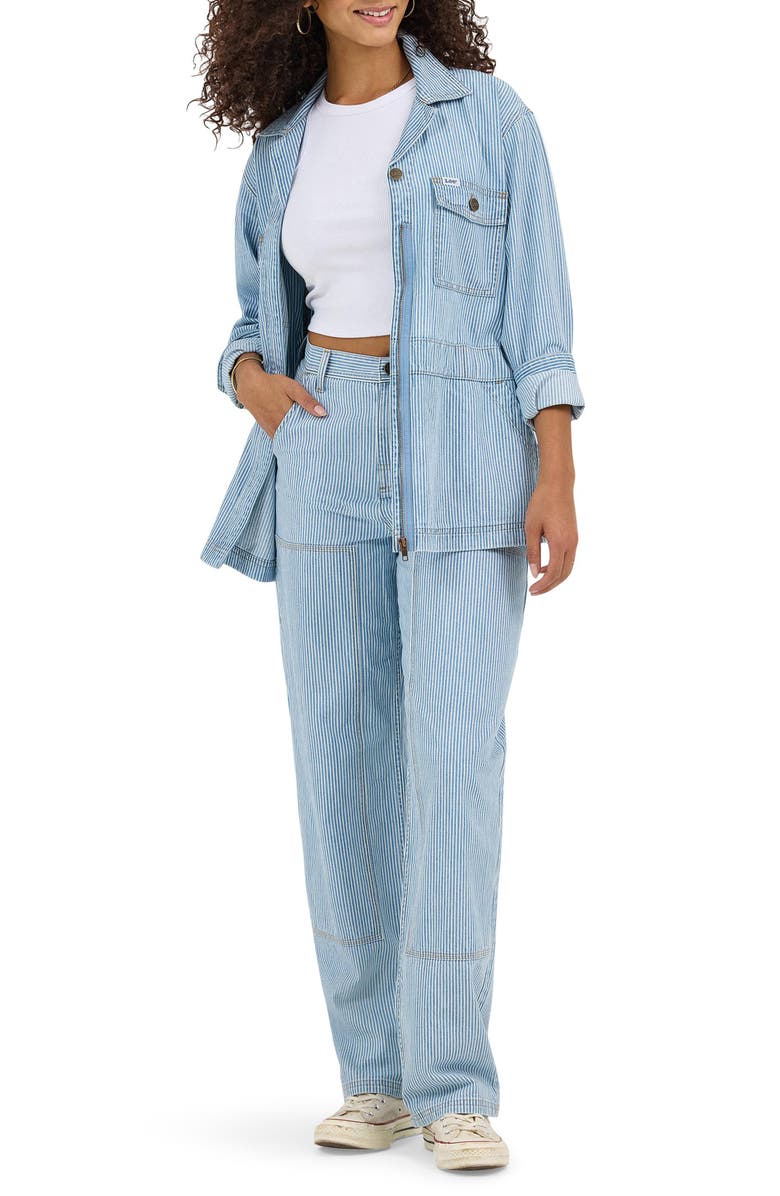 Lee Military Oversize Stripe Cotton Denim Jacket, Alternate, color, Mid Railroad