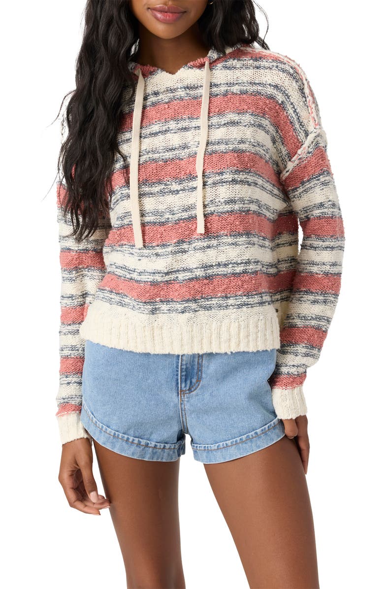 O'Neill Jayne Stripe Cotton Blend Slub Hoodie, Main, color,