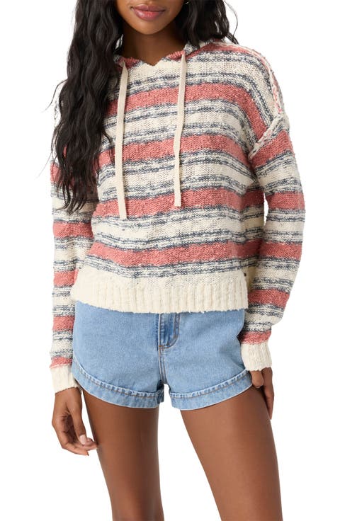 Jayne Stripe Cotton Blend Slub Hoodie