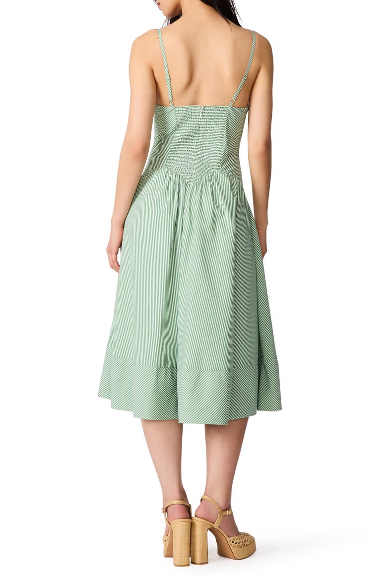 Una Stripe Seersucker Midi Dress, Alternate, color, GREEN MOSS