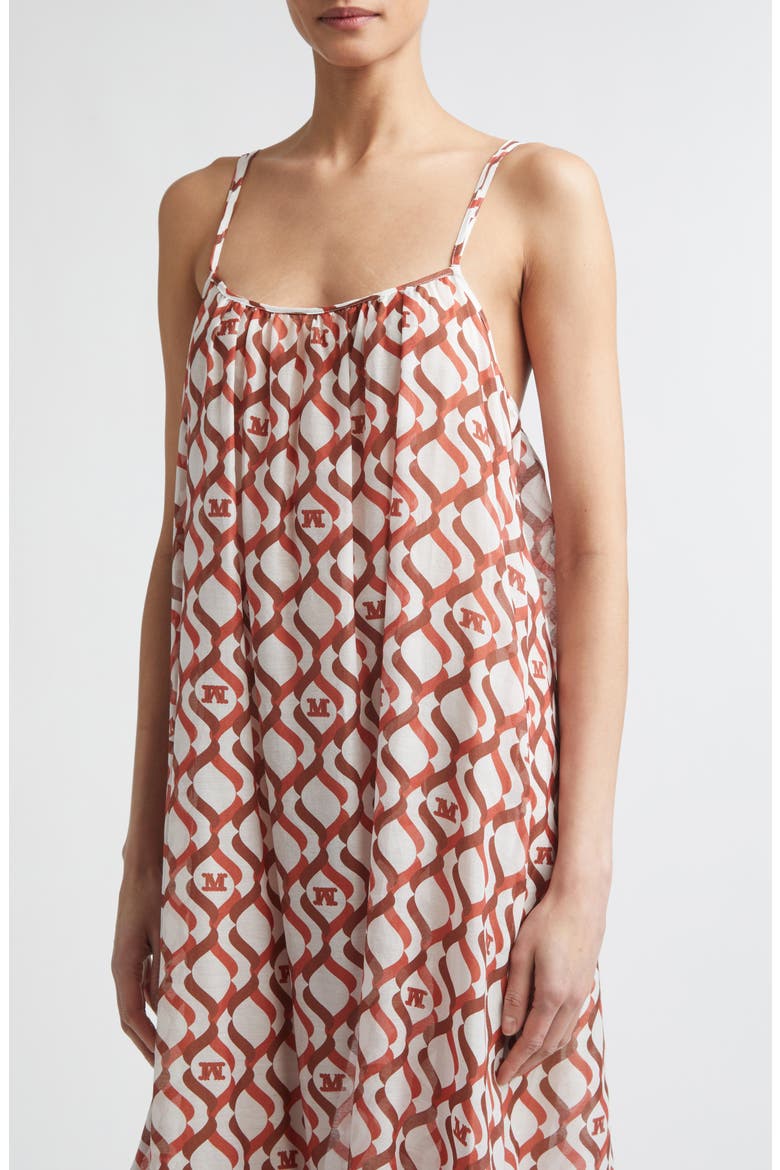 Beachwear Logo Print Cotton & Silk Maxi Sundress, Alternate, color, WHITE