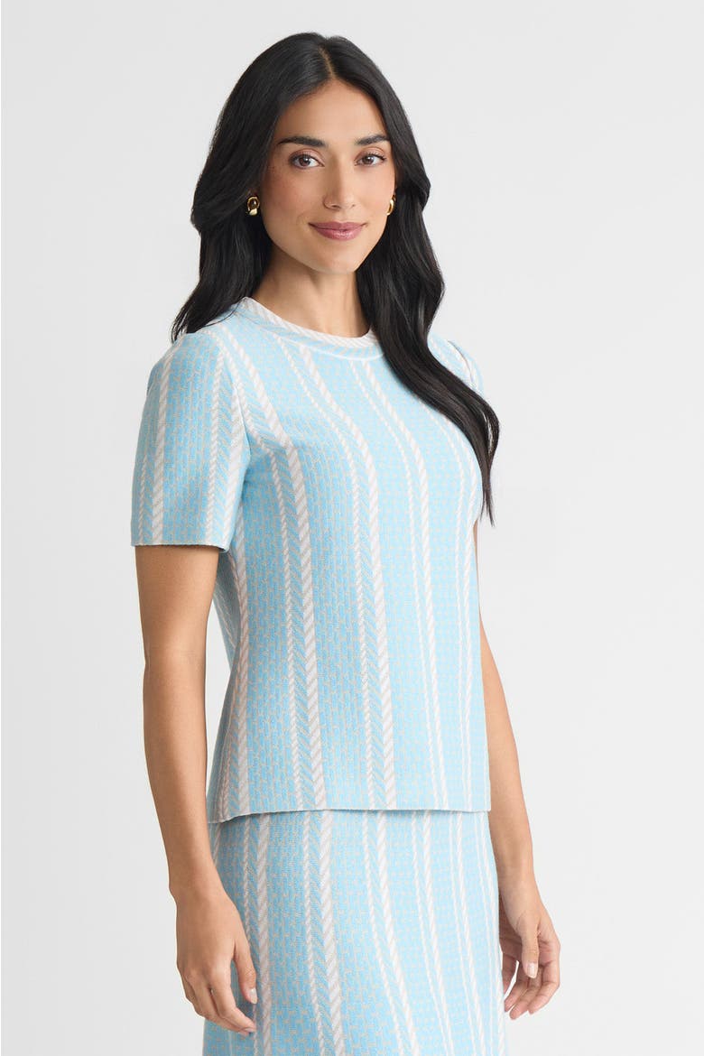 Roadmap Pattern Soft Knit Top, Alternate, color, Serene/Limestone/White