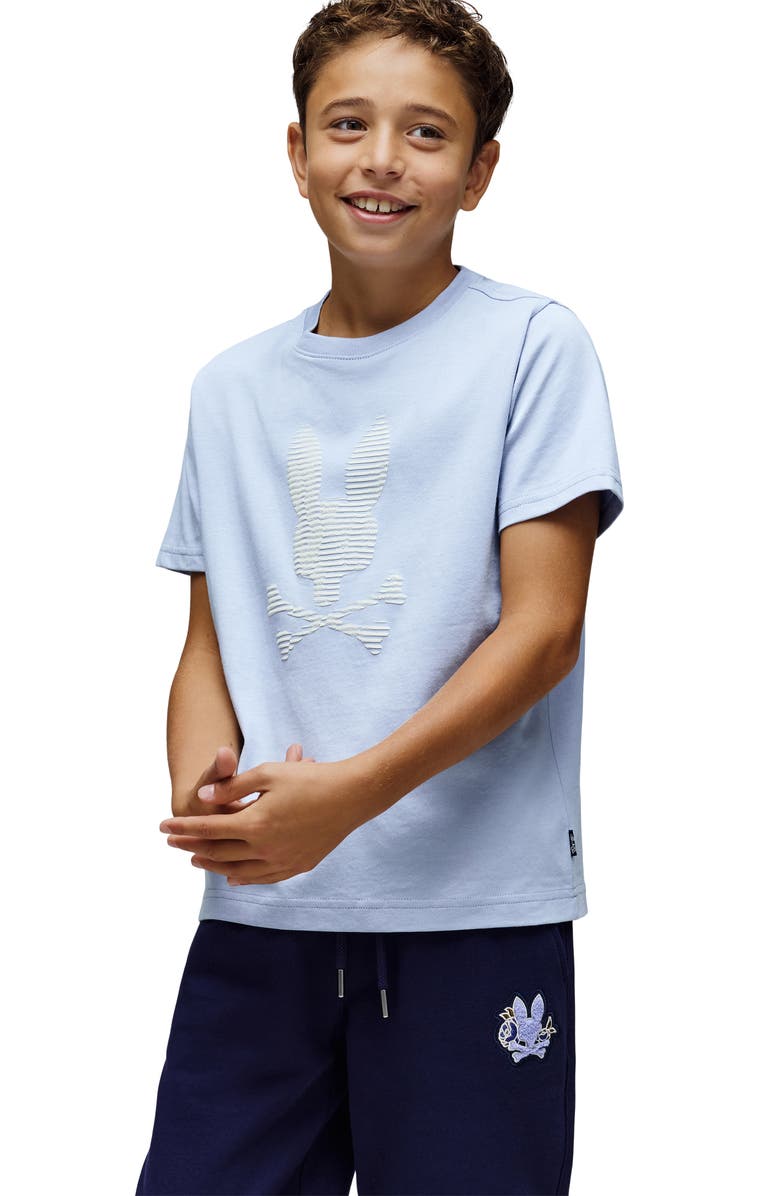 Psycho Bunny Kids' Grant Bunny Pima Cotton Graphic T-Shirt, Alternate, color, Zen Blue