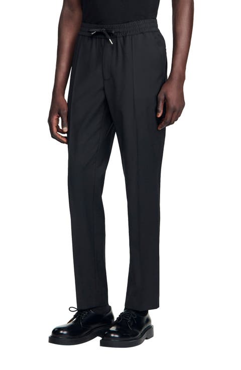 Elasticated straight-leg trousers