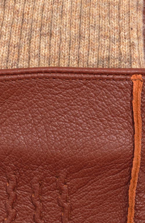 Faherty Mixed Media Leather Gloves In Brown