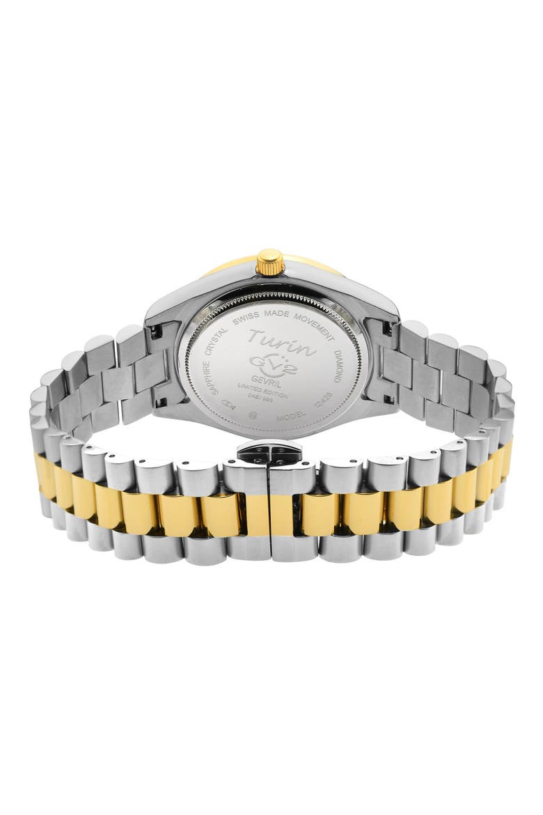 Turin Swiss Diamond Bracelet Watch, 32mm - 0.15ct., Alternate, color, TWO TONED SS IPYG