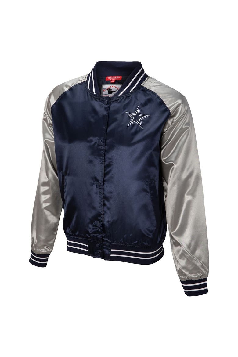 Women's Mitchell & Ness Navy Dallas Cowboys Team 2.0 Satin Raglan Full-Snap Jacket, Alternate, color, Navy