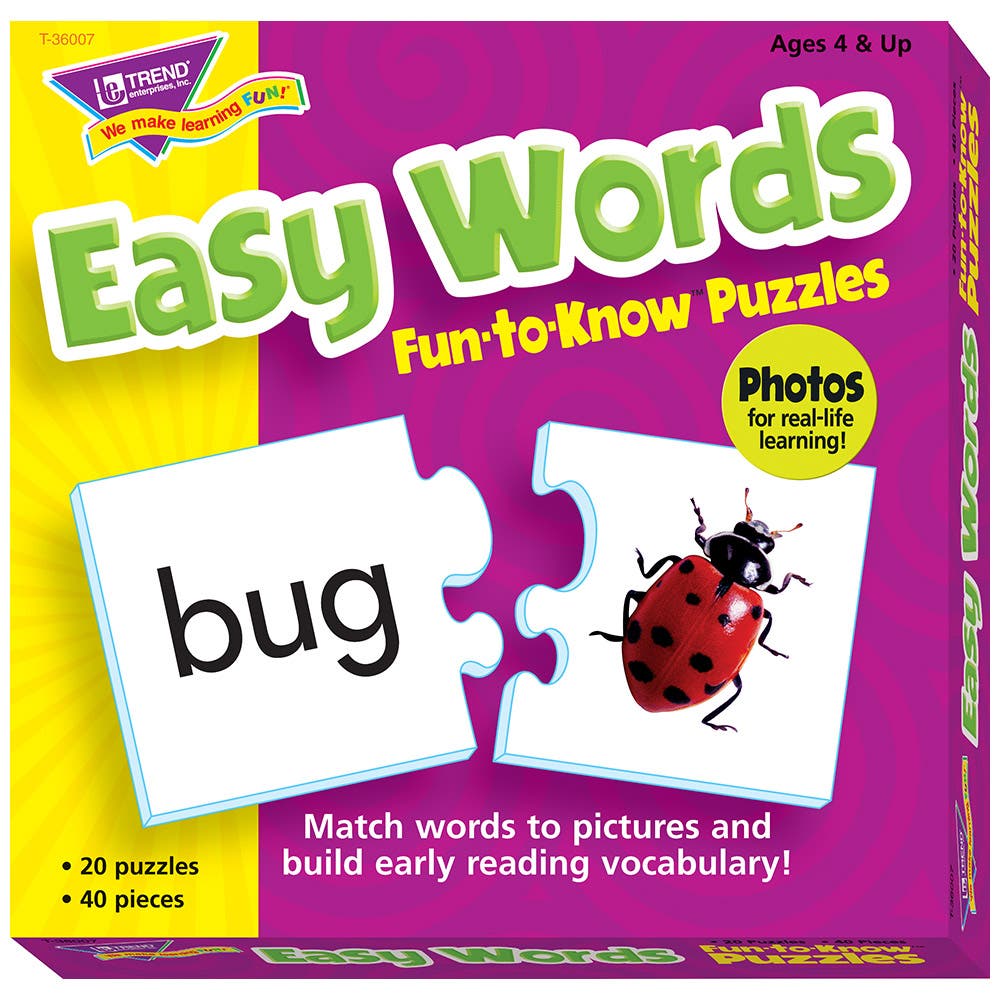 TREND enterprises, Inc. Easy Words Funtoknow Puzzles Matching Games in Multicolored 