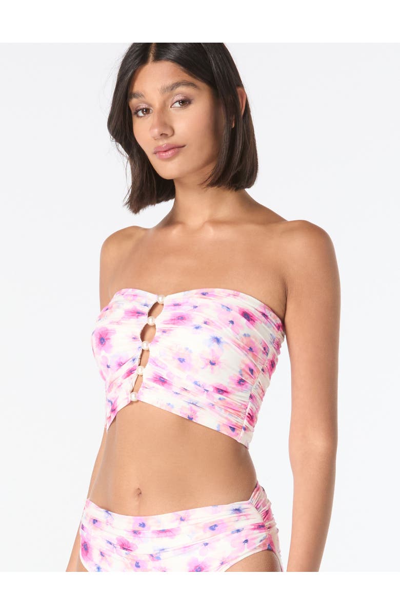 Carmen Marc Valvo Bandeau Shirred Bikini Swim Top, Main, color, White